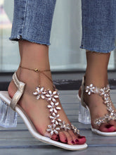 Sandales Fleurs Élégantes à Talons Carrés Transparents